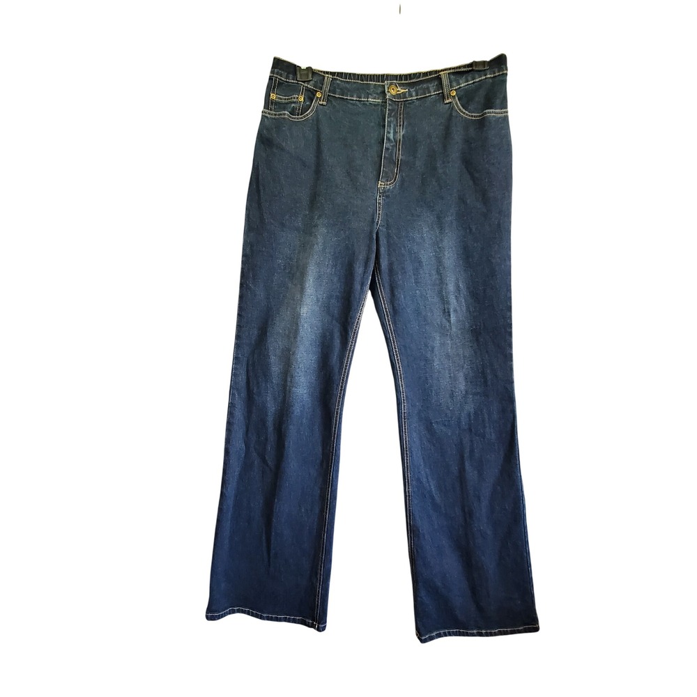 Terry Lewis Classic Luxuries Dark Wash Straight Leg Jeans Size 14 Stretch Denim